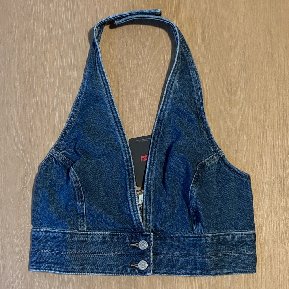 NWT Levi's Daisy Denim Halter Top size Large